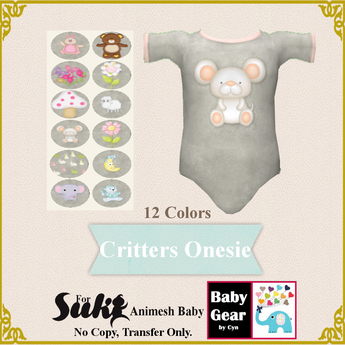 Second Life Marketplace - Suki Baby SS Onesie - Critters (Bagged)